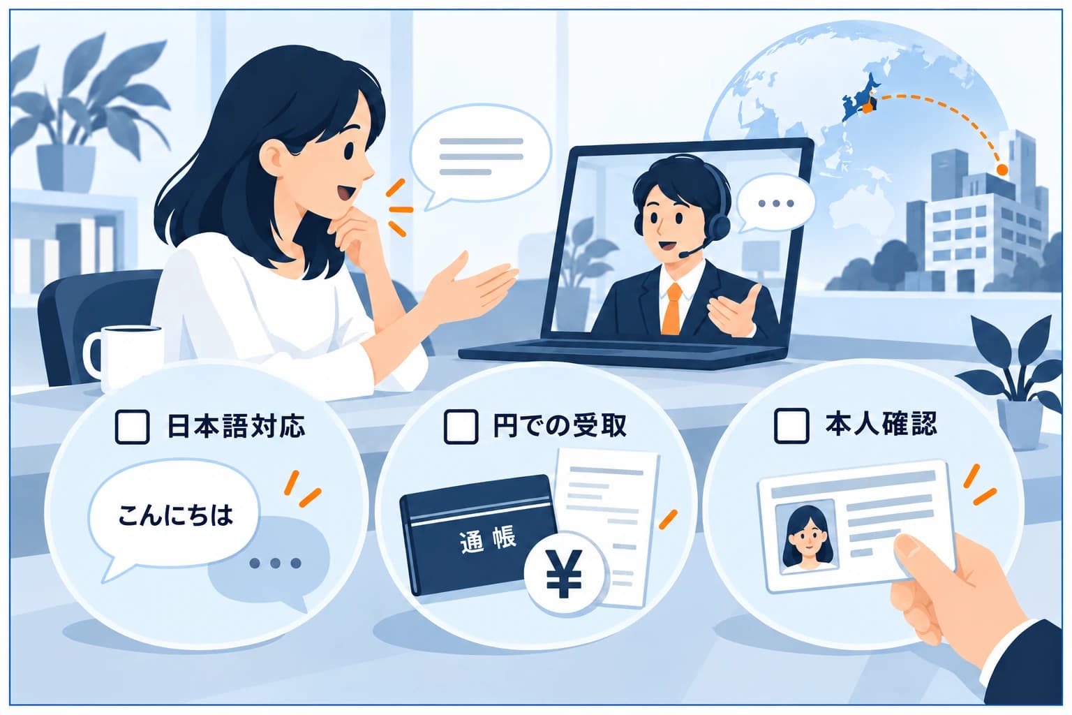 海外プロップを日本から利用する際の確認ポイントの図解：日本語対応・円出金・本人確認