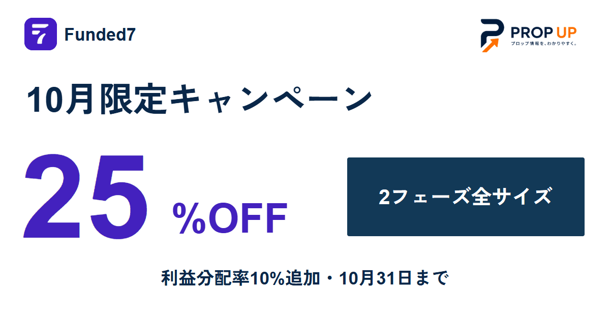 Funded7 10月限定 2フェーズ25%OFF＋利益分配率10%追加
