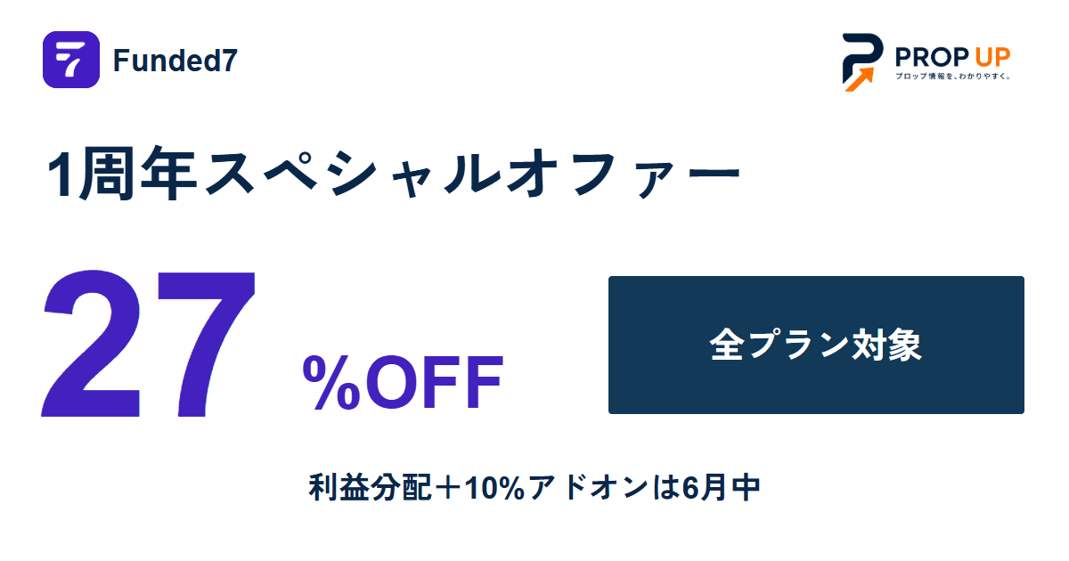 Funded7 1周年スペシャルオファー 全プラン27%OFF