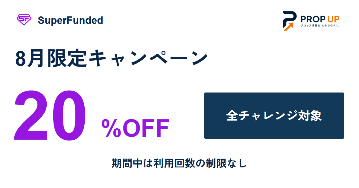SuperFunded 8月限定 全チャレンジ20%OFF