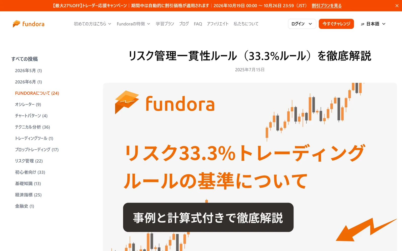 Fundora公式ブログ「リスク管理一貫性ルール(33.3%ルール)を徹底解説」のページ